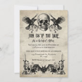 Gotische Halloween schedel kaars vleermuis raven z Kaart (Voorkant)
