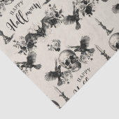 Gotische Halloween schedel kaars vleermuis raven z Tissuepapier (Detail)