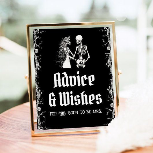 Gotische Halloween Skelet Advies en Wens Teken Poster