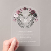Gotische Halloween Skelet Handen Hart Baby shower Acryl Uitnodigingen (Insitu (Draagbaar))