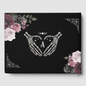 Gotische Halloween Skelet Handen Hart Baby shower Gastenboek (Achterkant)