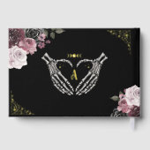 Gotische Halloween Skelet Handen Hart Baby shower Gastenboek (Achterkant)