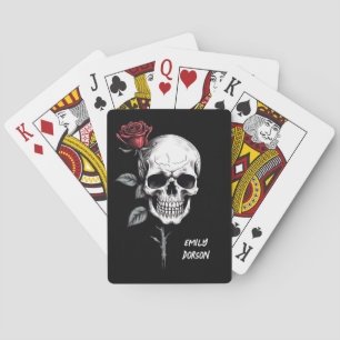 Gotische Halloween Skull en Roos Classic Pokerkaarten