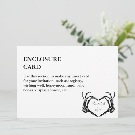 Gotische Halloween Skull Hart Hand Wedding Kaart (Staand voorkant)