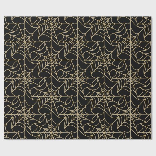 Gotische Halloween Spin Web Gold Cadeaupapier (Vlak)