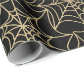 Gotische Halloween Spin Web Gold Cadeaupapier (Rol Hoek)