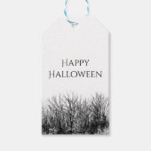 Gotische Halloween spookachtige Bossen zwart wit Cadeaulabel (Voorkant)