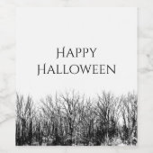 Gotische Halloween spookachtige Bossen zwart wit Wijn Etiket (Enkel label)