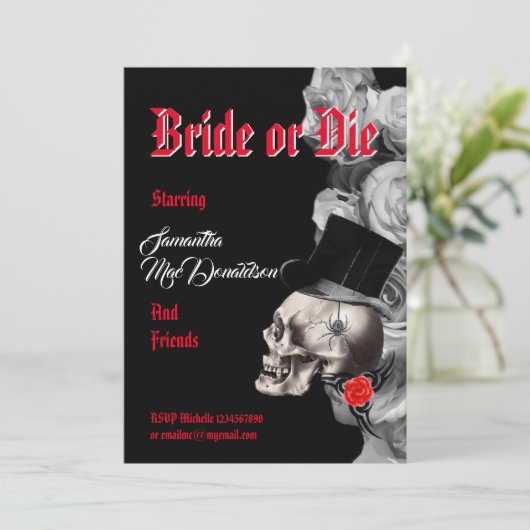 Gotische Halloween stijl vrijgezellenfeest Kaart (Staand voorkant)