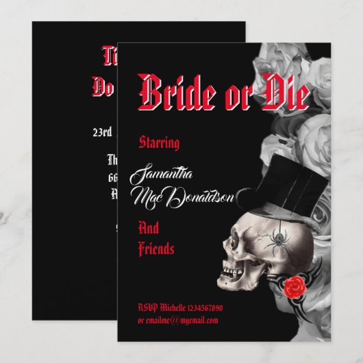 Gotische Halloween stijl vrijgezellenfeest Kaart (Voorkant / Achterkant)