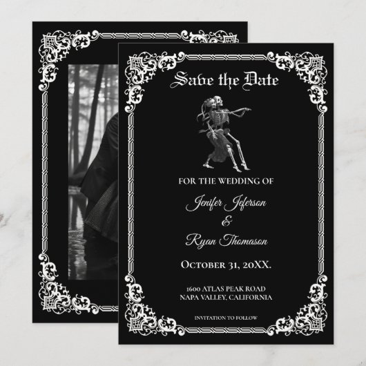 Gotische halloween trouw save the date uitnodiging (Voorkant / Achterkant)