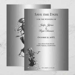 Gotische halloween trouwdag save the date uitnodig aankondiging