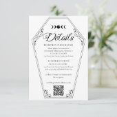 Gotische Halloween Trouwkist & Bloemenschedel Informatiekaartje (Staand voorkant)