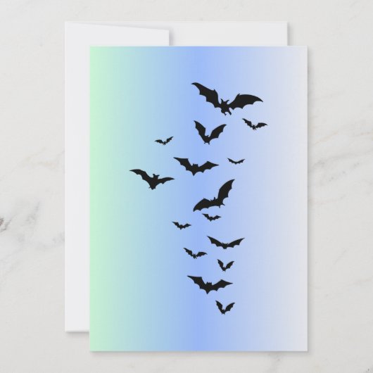 Gotische Halloween Uitnodiging in Gradient Blue (Achterkant)