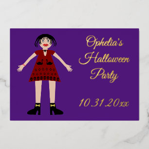 Gotische Halloween Vampier Dame Custom Folie Uitnodiging