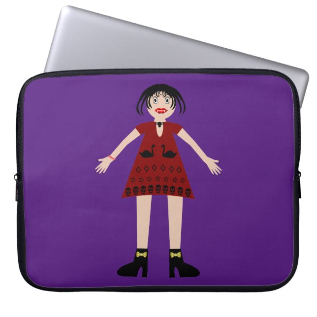 Gotische Halloween Vampier Dame Laptop Sleeve (Voorkant)