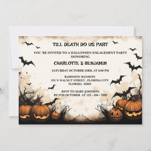 Gotische Halloween Verlovingspartij Kaart (Voorkant)