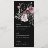 Gotische Halloween Waterverf Floral Monogram Crest Menu (Voorkant)