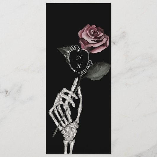 Gotische Halloween Waterverf Floral Monogram Crest Menu (Achterkant)