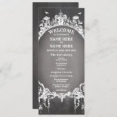 Gotische Halloween welkomstmenu huwelijksceremonie Programmakaart (Voorkant / Achterkant)