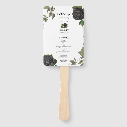 Gotische Halloween Wit Huwelijksprogramma Handwaaier (Voorkant)