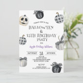 Gotische Halloween, zwart 13e verjaardagsfeest Kaart (Staand voorkant)