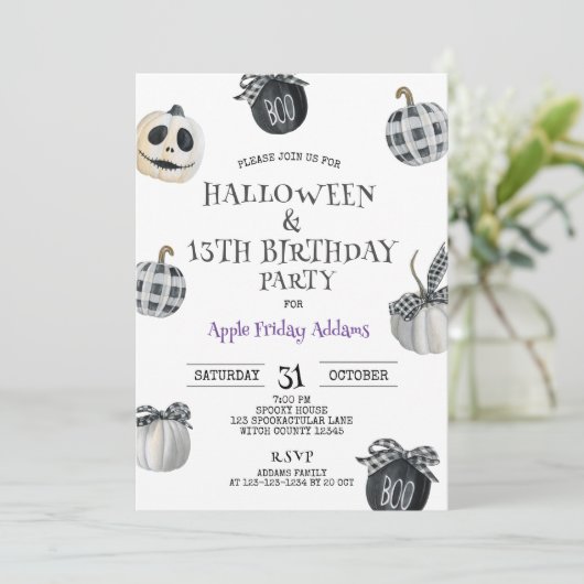 Gotische Halloween, zwart 13e verjaardagsfeest Kaart (Staand voorkant)