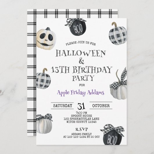 Gotische Halloween, zwart 13e verjaardagsfeest Kaart (Voorkant / Achterkant)