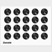 Gotische Halloween Zwart Bruiloft Skelet Hand Roos Ronde Sticker (Vel)