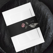 Gotische Halloween Zwart Bruiloft Skelet Hand Roos Uitnodigingen Wikkel