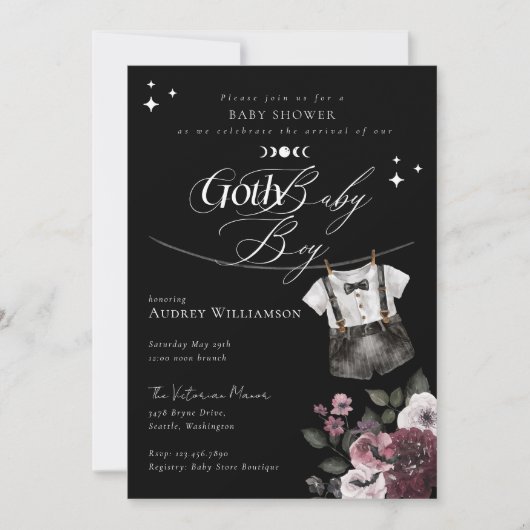 Gotische Halloween Zwart Formele Gothic Jongen Bab Kaart (Voorkant)