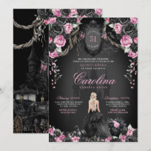 Gotische Halloween Zwart Roze Prinses Quinceanera
