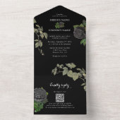 Gotische Halloween Zwart Rozen Bruiloft All In One Uitnodiging (Binnen)