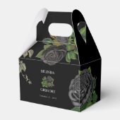 Gotische Halloween Zwart Rozen Bruiloft Bedankdoosjes (Voorkant Zijde)