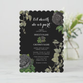 Gotische Halloween Zwart Rozen Bruiloft Kaart (Staand voorkant)