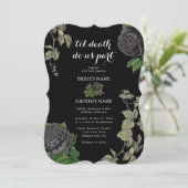 Gotische Halloween Zwart Rozen Bruiloft Kaart (Staand voorkant)