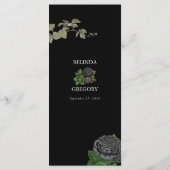 Gotische Halloween Zwart Rozen Bruiloft Menu (Achterkant)
