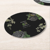 Gotische Halloween Zwart Rozen Bruiloft Ronde Kartonnen Onderzetter (Gebogen)