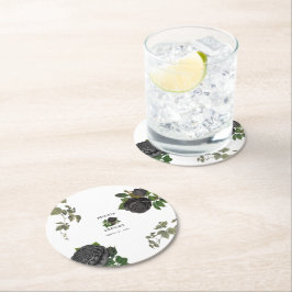 Gotische Halloween Zwart Rozen Bruiloft Ronde Kartonnen Onderzetter