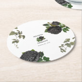 Gotische Halloween Zwart Rozen Bruiloft Ronde Kartonnen Onderzetter (Gebogen)