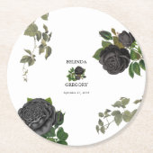 Gotische Halloween Zwart Rozen Bruiloft Ronde Kartonnen Onderzetter (Voorkant)