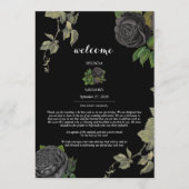 Gotische Halloween Zwart Rozen Bruiloft Route Programmakaart (Voorkant)