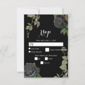 Gotische Halloween Zwart Rozen Bruiloft RSVP Kaartje (Voorkant)