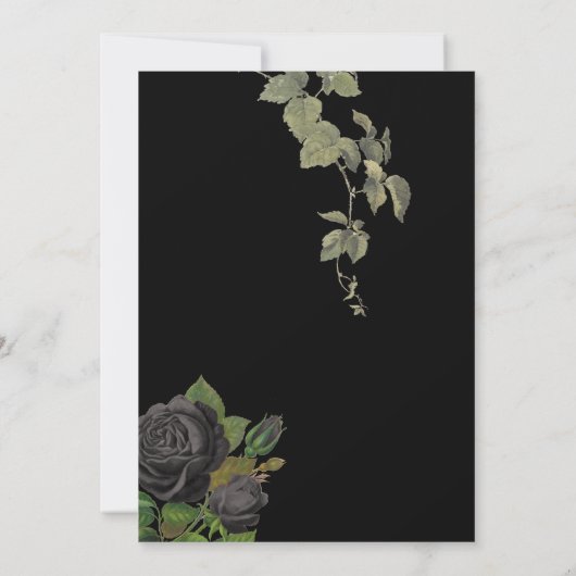 Gotische Halloween Zwart Rozen Bruiloft Save The Date (Achterkant)