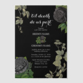 Gotische Halloween Zwart Rozen Bruiloft Vellum Uitnodigingen (Voorkant)