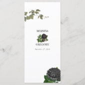 Gotische Halloween Zwart Rozen Bruiloft Wit Menu (Achterkant)