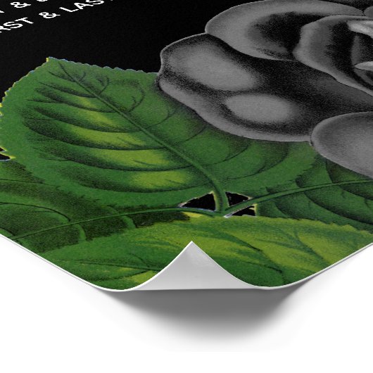 Gotische Halloween Zwart Rozen Bruiloft Zitkaarten Poster (Hoek)