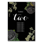 Gotische Halloween Zwart Rozen Trouwtafel Nummer Kaart (Achterkant)