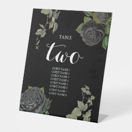 Gotische Halloween Zwart Rozen Trouwtafel Nummer Reclamebord Met Voetstuk