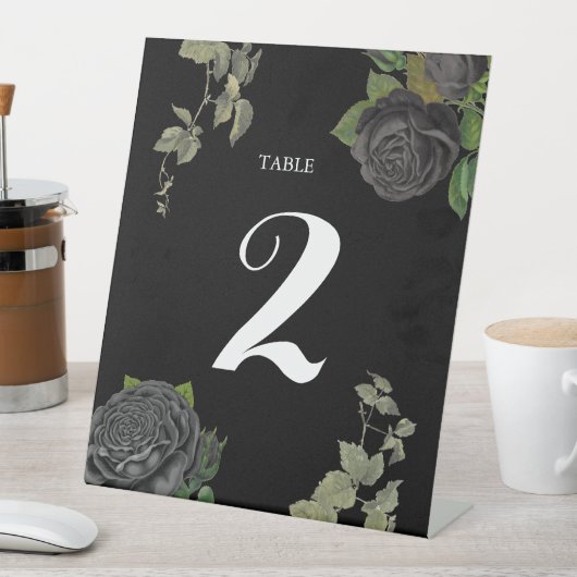 Gotische Halloween Zwart Rozen Trouwtafel Nummer Reclamebord Met Voetstuk (Insitu)